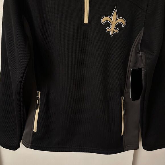 NFL Team Apparel NOLA Saints Unisex Quarter Zip Black Gold Small NWT - Picture 2 of 12